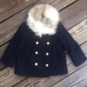 CrewCuts Toddler Wool Coat with Faux Fur Collar